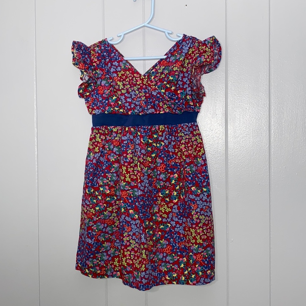 Tea Collection Girl’s Floral Ruffle Short Sleeve Wrap Dress Size 5